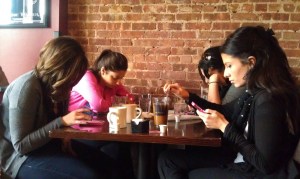 txting at teh table